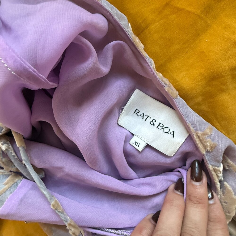 Rat & Boa Athena Velvet Burnout Slip Dress XS Lavender Floral - Picture 6 of 7